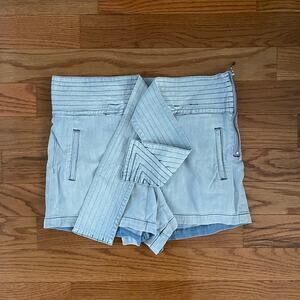 7 For All Mankind Trapunto Tie Waist Jean Shorts Womens 32 Bianca Blue Boho Chic